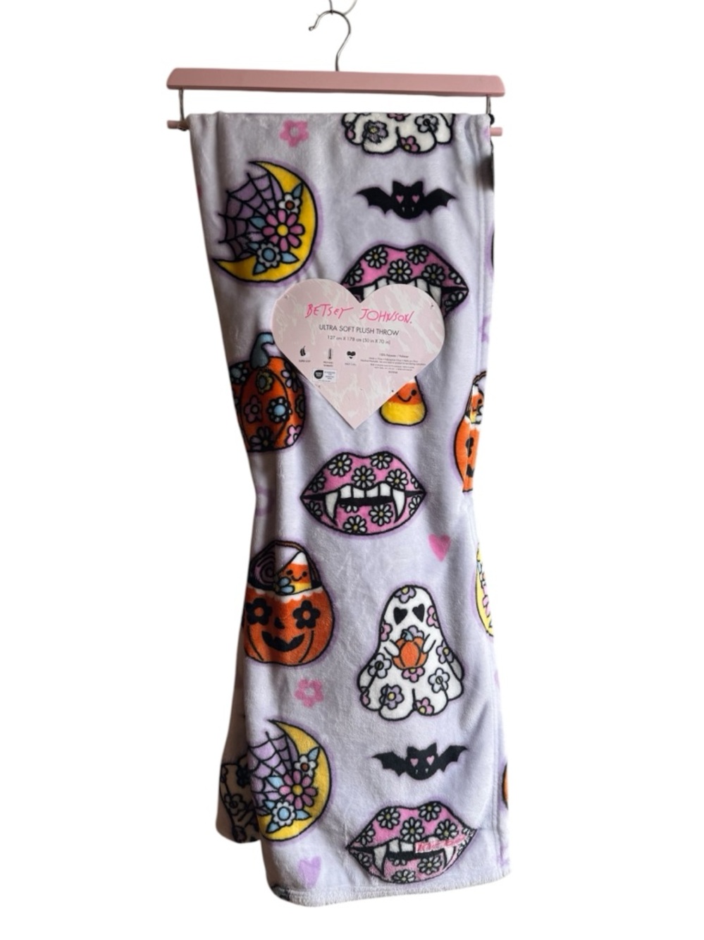 Betsey Johnson Halloween Print Ultra Plush Throw Blanket
